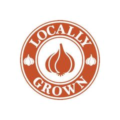 garlic icon with locally grown showing around it