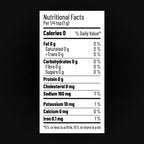 Nutritional facts label for a product with black background